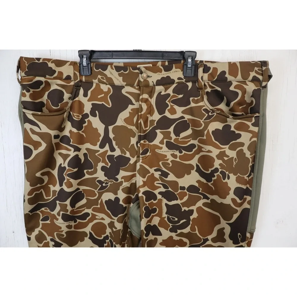 Mens Drake Waterfowl Old School Camo Pants Size 3XL Brown Green